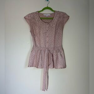 LC Lauren Conrad Blush Polka Dot Blouse